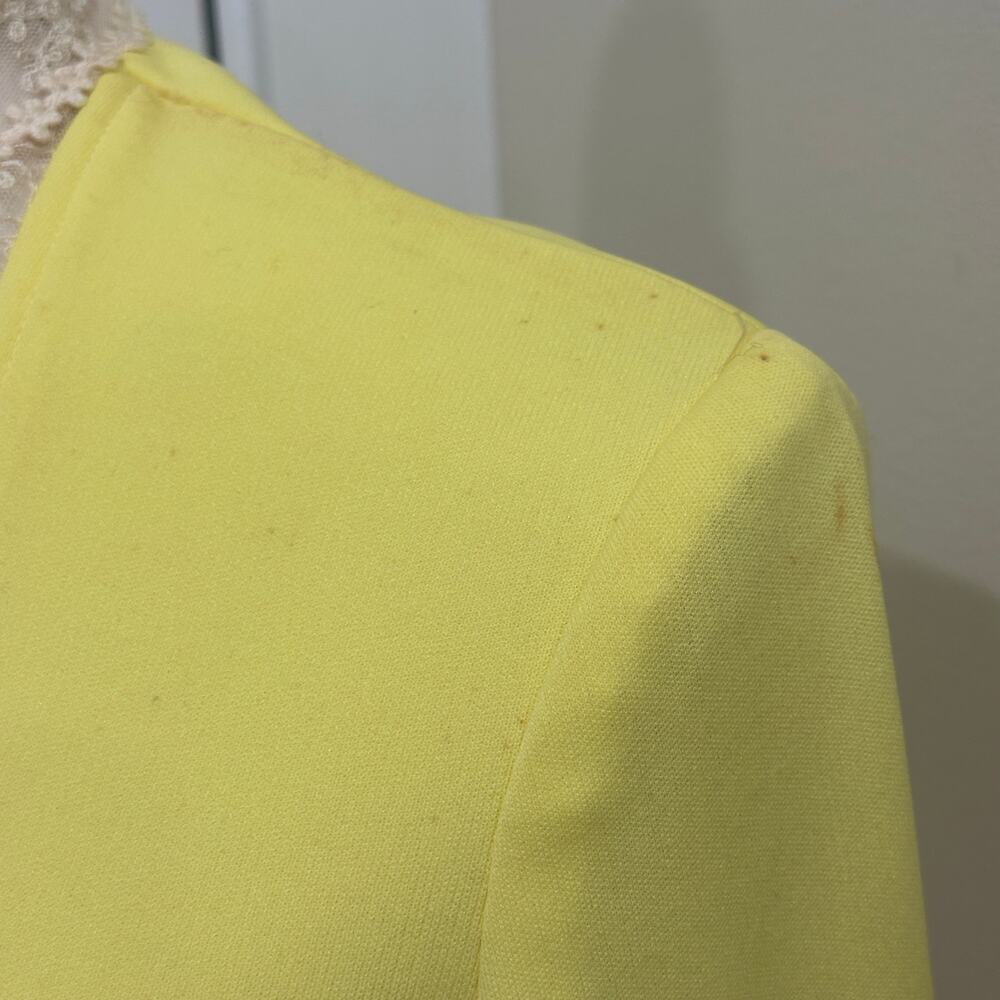 Vintage 1970s Victorian Edwardian Revival Yellow Lace Neck Maxi Dress Costume XS - Picture 7 of 16